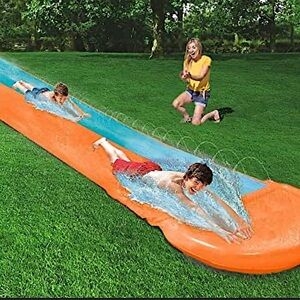 H2O Go Water Lawn Slides Sprinkler Kids Adults Garden Backyard Double Racer.